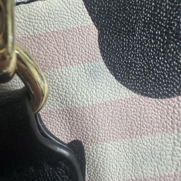 Betsey Johnson Luv Black Cat Crossbody Purse Pink Striped Handbag Designer Glam - Picture 5 of 12